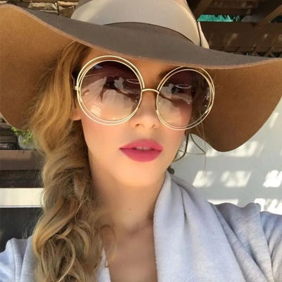 Round Sunglasses Women Retro Mirror Sun Shades For Women Luxury Brown Lens Women's Sunglasses Oversized Vintage Glasses Oculos
