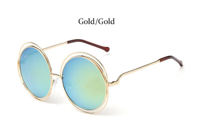 Round Sunglasses Women Retro Mirror Sun Shades For Women Luxury Brown Lens Women's Sunglasses Oversized Vintage Glasses Oculos
