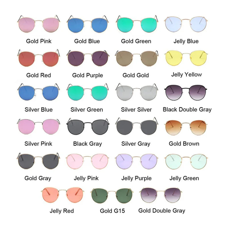 Classic Round Sunglasses Woman Fashion Brand Designer Metal Mirror Sun Glasses Retro Small Frame Oval Lunette Soleil Femme