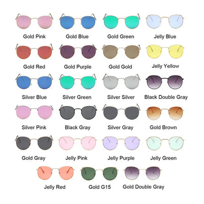 Classic Round Sunglasses Woman Fashion Brand Designer Metal Mirror Sun Glasses Retro Small Frame Oval Lunette Soleil Femme