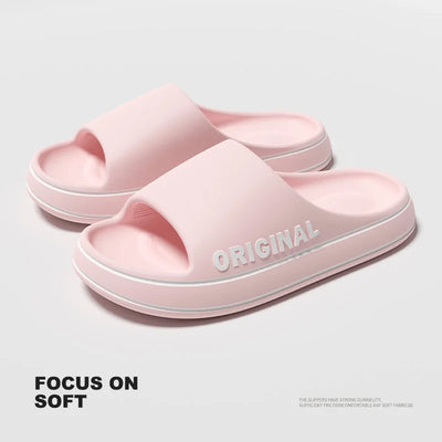 Slippers Beach Slides Solid Color Feslishoet Women Letter Mens Thick Sole Indoor Bathroom Anti Slip Shoes Summer Couple Sandals