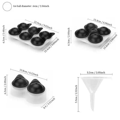 Ice Cube Trays Sphere Ice Ball Maker with Lid & Large Square Ice Cube Maker for Whiskey, Cocktails and Homemade, Black