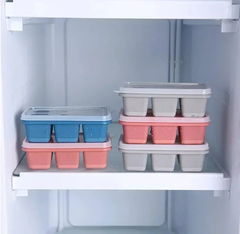 Silicone Ice Maker with Lid 6 Grid Ice Cube Mold Soft Bottom Square Shape Ice Cube Maker DIY Ice Cube Mould Kitchen Bar Tool