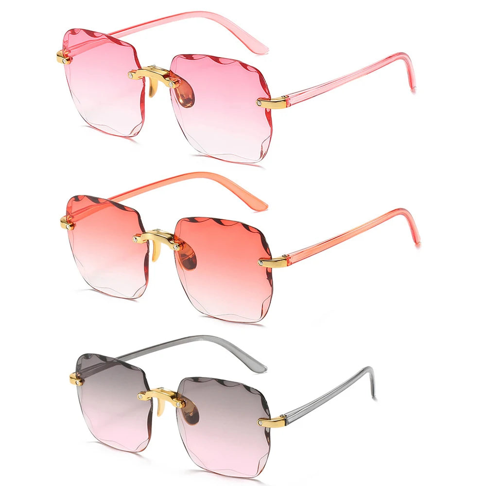 2023 New Rimless Women's Sunglasses Fashion Gradient Lenses Sun glasses Lady Vintage Alloy Legs Classic Designer Shades UV400