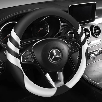Car Steering Wheel Cover Universal  Durable Leather Cover with Anti-Slip Lining, for Steering Wheel with a Diameter of 14.5"-15"