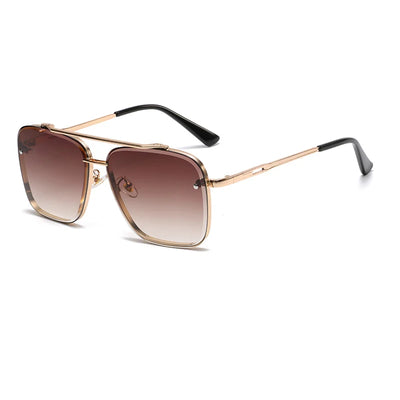 New Gradient Sunglasses for Men Fashion Metal Big Frame Sun Glasses Brand Design Luxury Lunette De Soleil Homme
