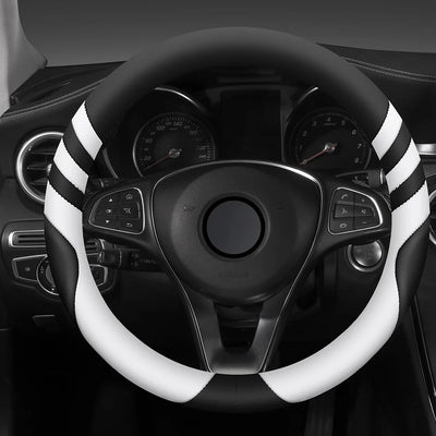 Car Steering Wheel Cover Universal  Durable Leather Cover with Anti-Slip Lining, for Steering Wheel with a Diameter of 14.5"-15"