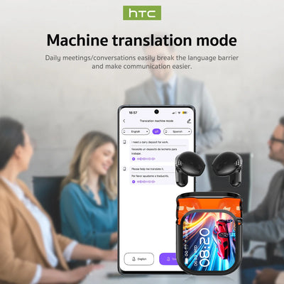 Hellodigi HTC NE20 Wireless Headphones AI Translator Earphones 