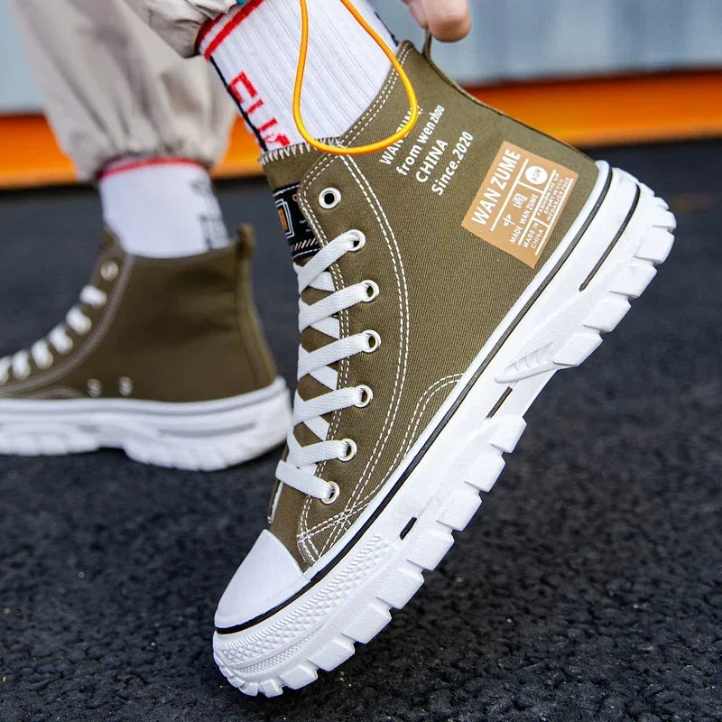 Women Men High Top Sneakers  Fashion Breathable Comfortable Sport Korean Classic Vulcanized Casual Canvas Platform Shoes