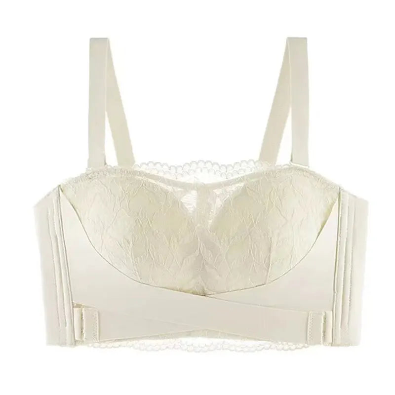 Lace large chest small anti slip gathering strapless bra women's collectio accessory breast anti sagging anti glare full cup bra