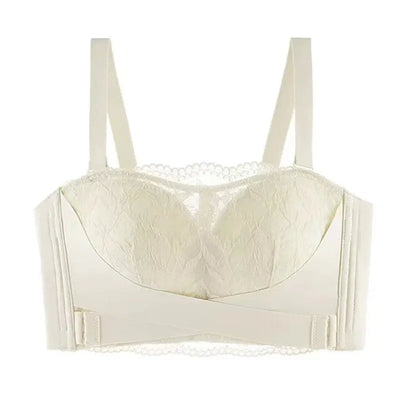 Lace large chest small anti slip gathering strapless bra women's collectio accessory breast anti sagging anti glare full cup bra