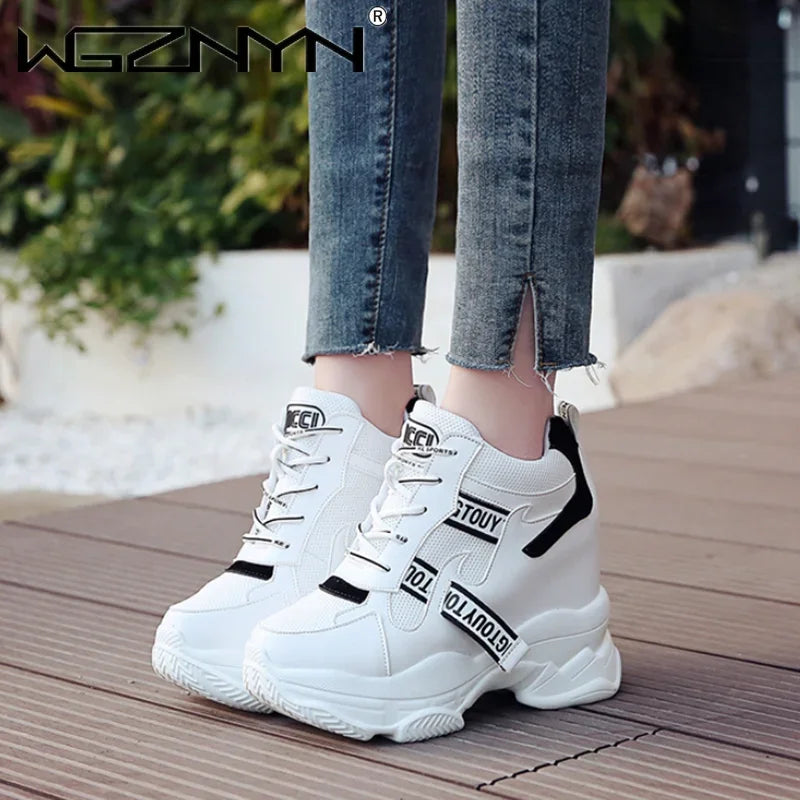 Hot Sales Trendy Shoes Women High Top Sneakers Women Platform Ankle Boots Basket Femme Chaussures Femmes Height Increase Sneaker