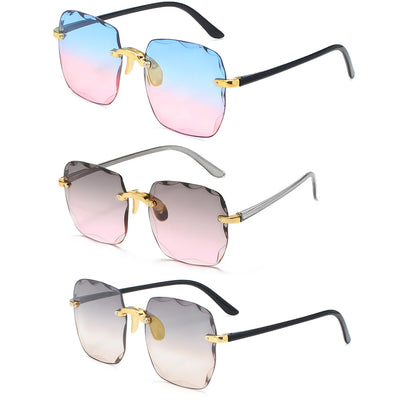 2023 New Rimless Women's Sunglasses Fashion Gradient Lenses Sun glasses Lady Vintage Alloy Legs Classic Designer Shades UV400