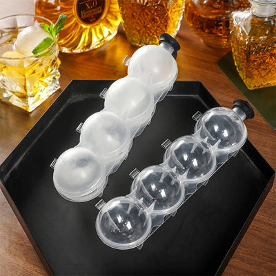 Ice Cube Maker 4 Hole Round Ice Hockey Mold Transparent Whisky Cocktail Vodka Ball Ice Mould Bar Party Kitchen Ice Box Tools