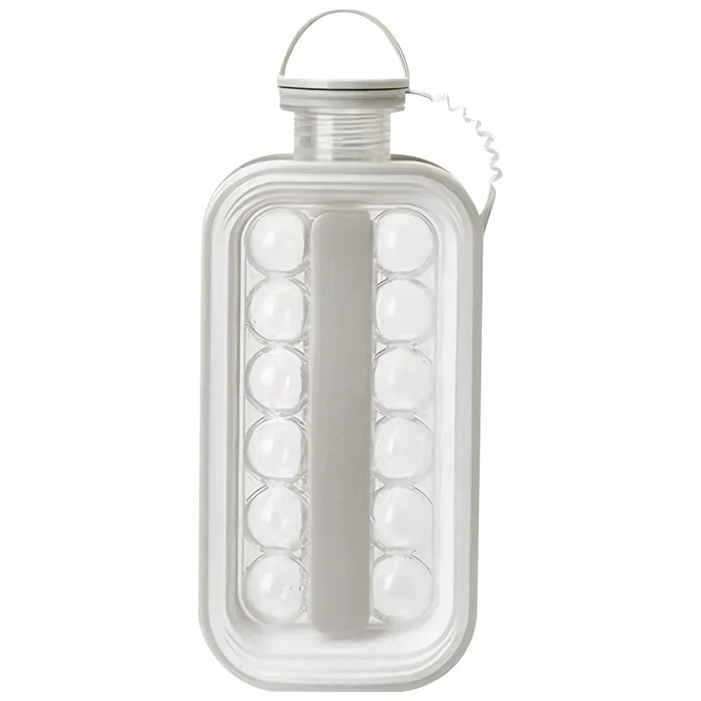 Ice Cube Tray 2-In-1 Portable Puck Making Water Bottle 17-Grid Silicone Ice Mold Folding Ice Cube Maker Home Kitchen Bar Gadgets