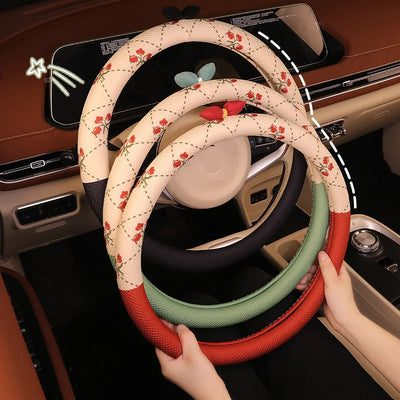 Car Steering Wheel Cover Auto ins Car styling Ice Silk Breathable Non-Slip Grip Steering Covers Suitable Accessories