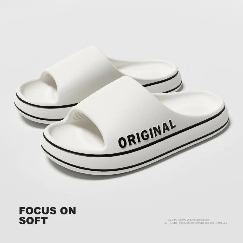 Slippers Beach Slides Solid Color Feslishoet Women Letter Mens Thick Sole Indoor Bathroom Anti Slip Shoes Summer Couple Sandals