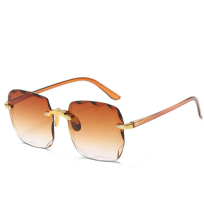 2023 New Rimless Women's Sunglasses Fashion Gradient Lenses Sun glasses Lady Vintage Alloy Legs Classic Designer Shades UV400