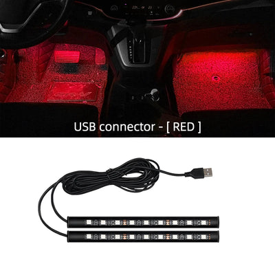 LED Car Interior Ambient Foot Light with USB Backlight Lighting 5V Auto Decorative Atmosphere Neon Lamp Vehicle Accessories