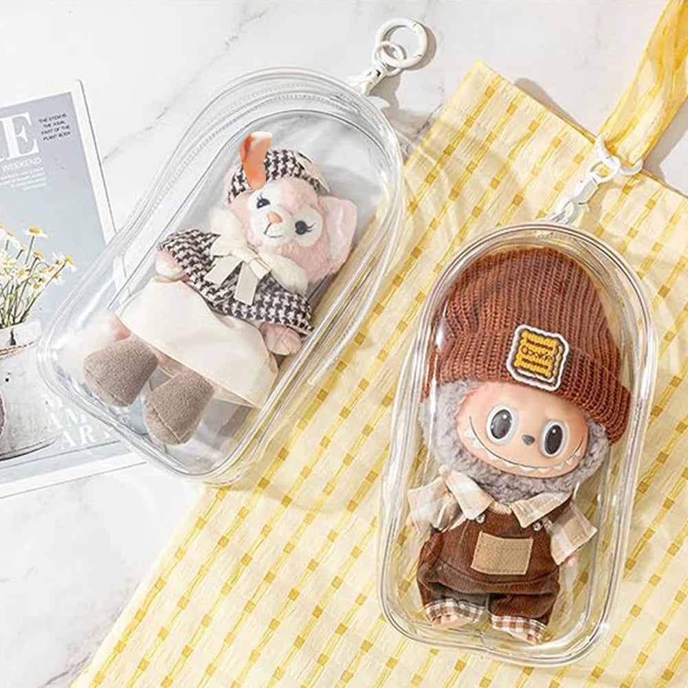 Hot Sale For Labubu Transparent Protective Cover Vinyl Doll Storage Box Cute Elf Plushie Display Cover for Holiday Birthday Gift