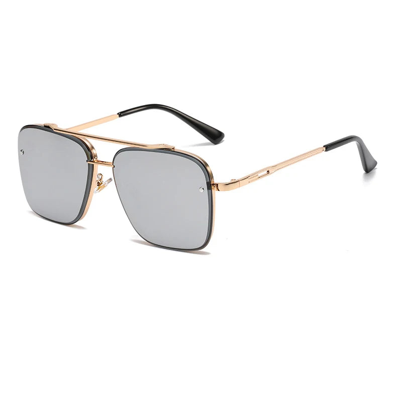 New Gradient Sunglasses for Men Fashion Metal Big Frame Sun Glasses Brand Design Luxury Lunette De Soleil Homme