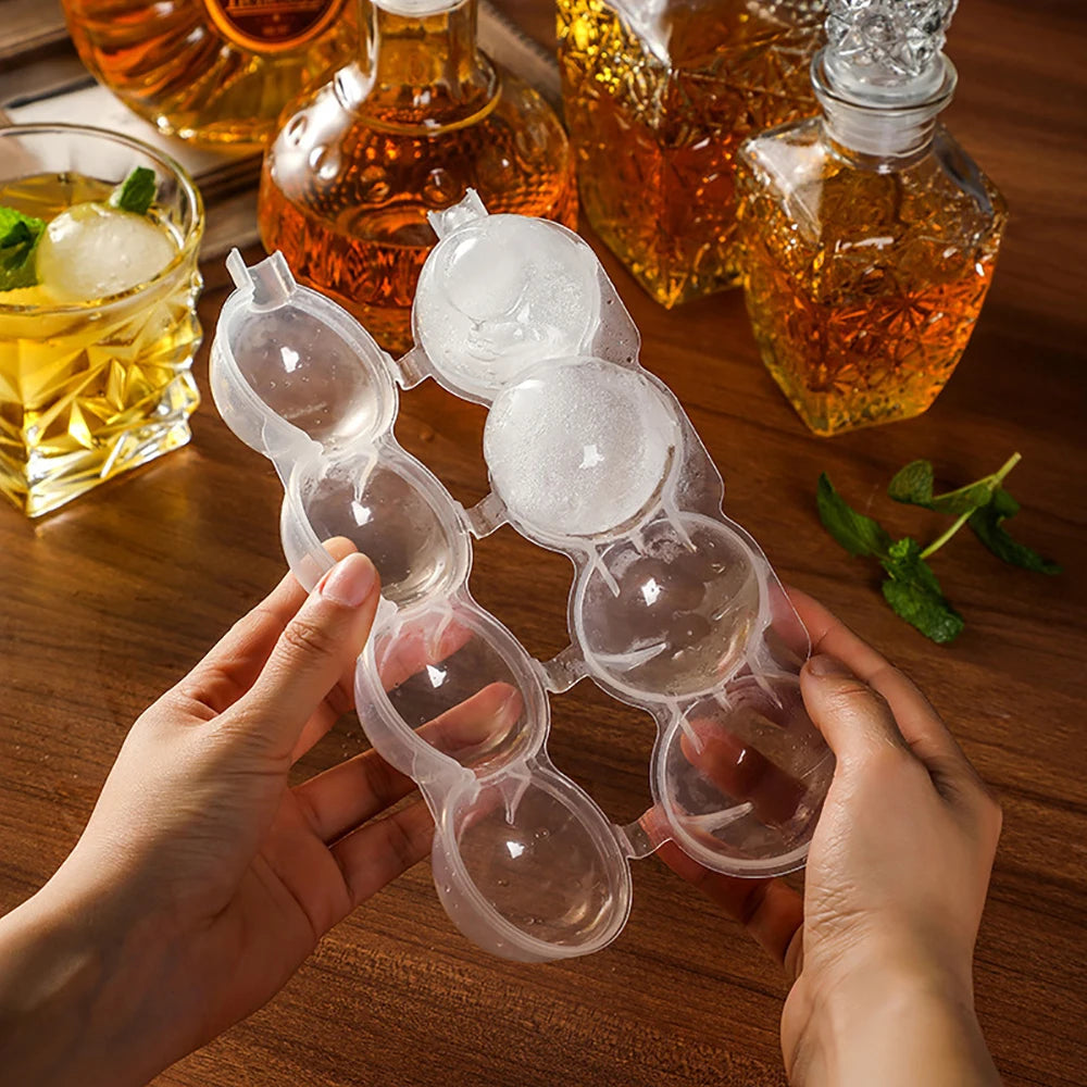 Ice Cube Maker 4 Hole Round Ice Hockey Mold Transparent Whisky Cocktail Vodka Ball Ice Mould Bar Party Kitchen Ice Box Tools