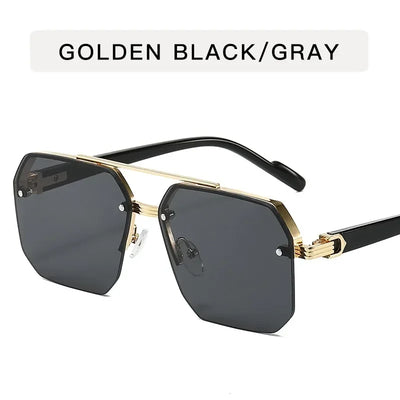New Gradient Sunglasses for Men Fashion Metal Big Frame Sun Glasses Brand Design Luxury Lunette De Soleil Homme UV400 Eyewear