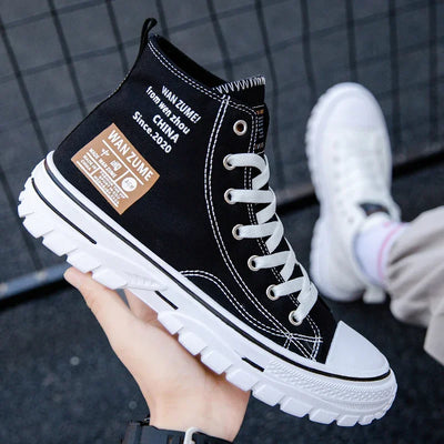 Women Men High Top Sneakers  Fashion Breathable Comfortable Sport Korean Classic Vulcanized Casual Canvas Platform Shoes