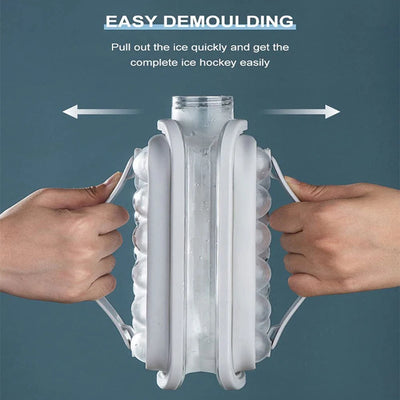 Ice Cube Tray 2-In-1 Portable Puck Making Water Bottle 17-Grid Silicone Ice Mold Folding Ice Cube Maker Home Kitchen Bar Gadgets