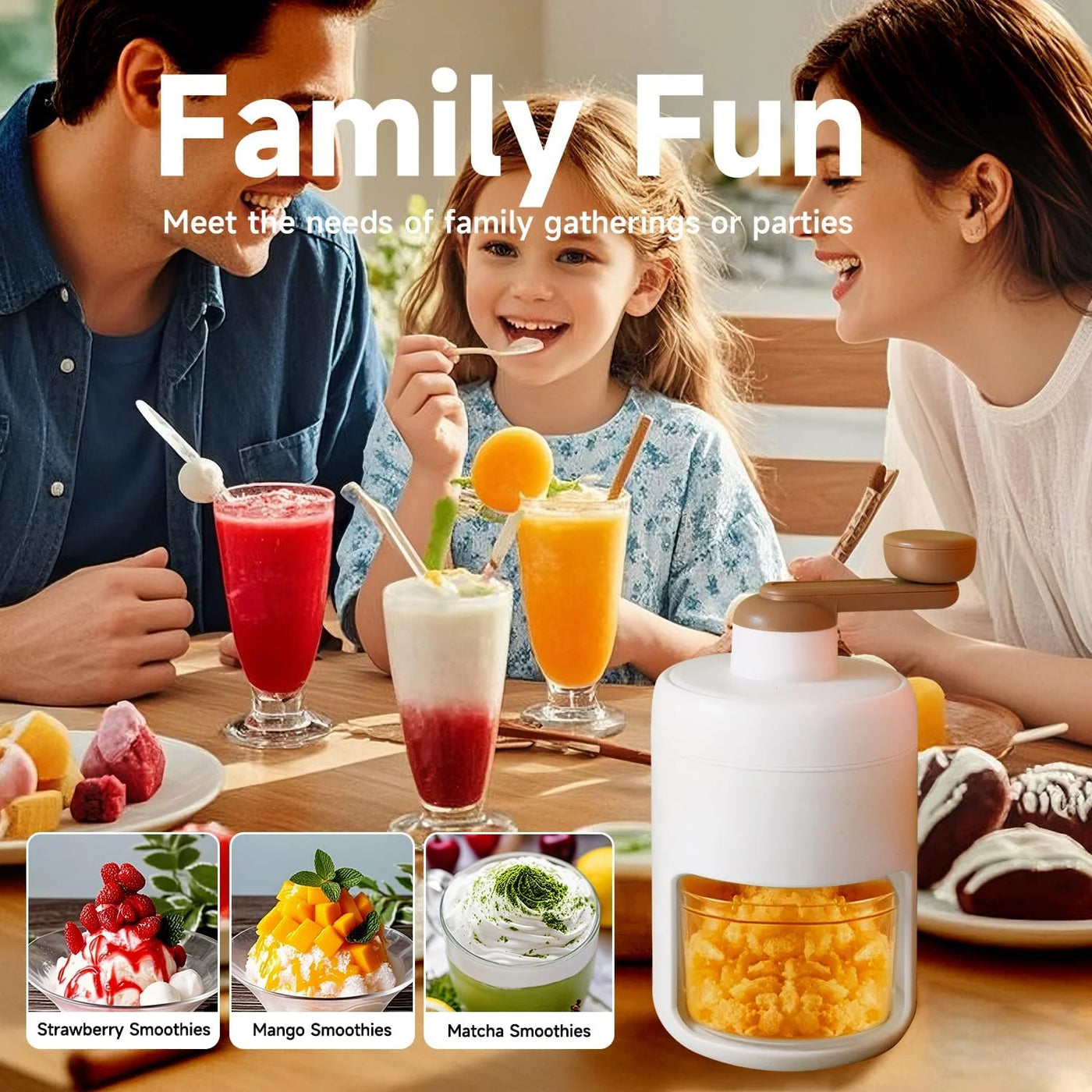 Electric Ice Shaver & Snow Cone Maker - Portable Ice Crusher with Free Ice Tray for Home/Commercial Use