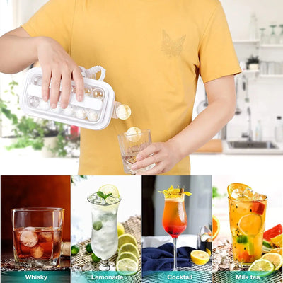 Ice Cube Tray 2-In-1 Portable Puck Making Water Bottle 17-Grid Silicone Ice Mold Folding Ice Cube Maker Home Kitchen Bar Gadgets