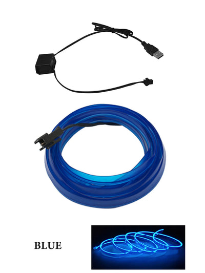 1-5M Car Interior Lights LED Strip Atmosphere Lamp DIY Styling Decorative Light USB EL Wiring Auto Interior Decor Accessories