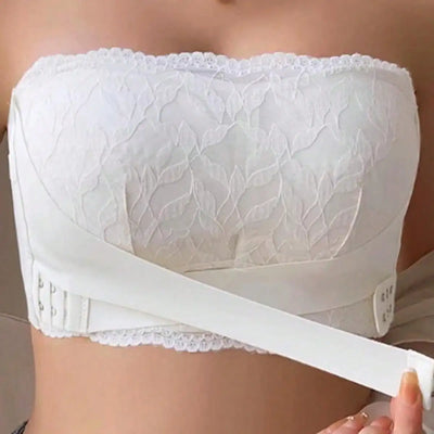 Lace large chest small anti slip gathering strapless bra women's collectio accessory breast anti sagging anti glare full cup bra