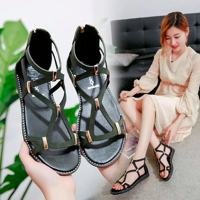 flat sandals women soft-soled comfortable and lightweight soft-soled sandals Women's slip-on shoes zapatos mujer