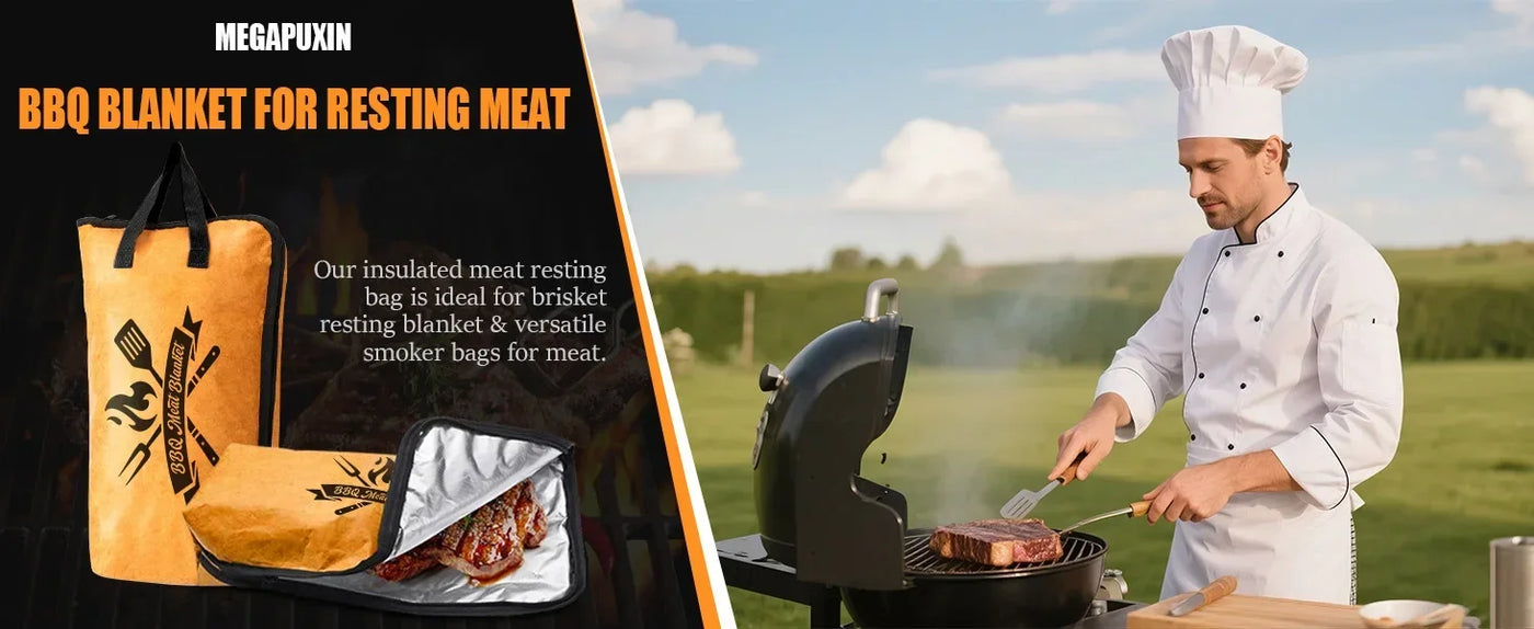 BBQ Blanket for Resting Meat Reusable Smoker Grilling Meat Insulated Resting Bag for Large Brisket/Turkeys Gifts for Men/Father