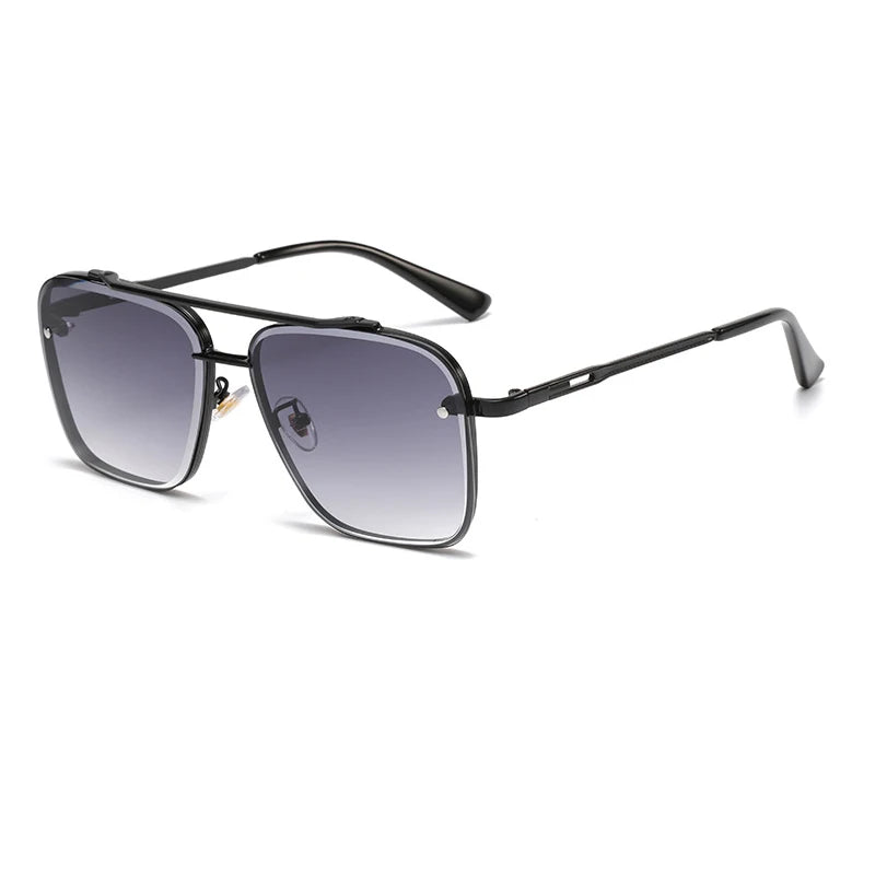 New Gradient Sunglasses for Men Fashion Metal Big Frame Sun Glasses Brand Design Luxury Lunette De Soleil Homme