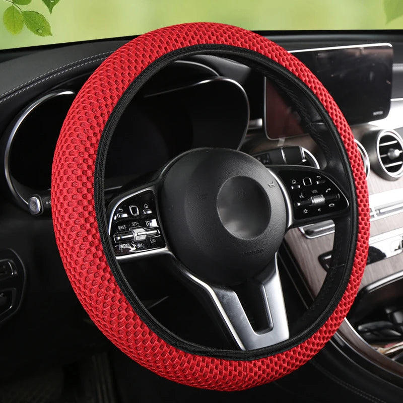 Car Steering Wheel Cover 3D Large Mesh Breathable With No Inner Ring Elastic Handle Cover For 37-38.5 CM Braid On Steering-Wheel