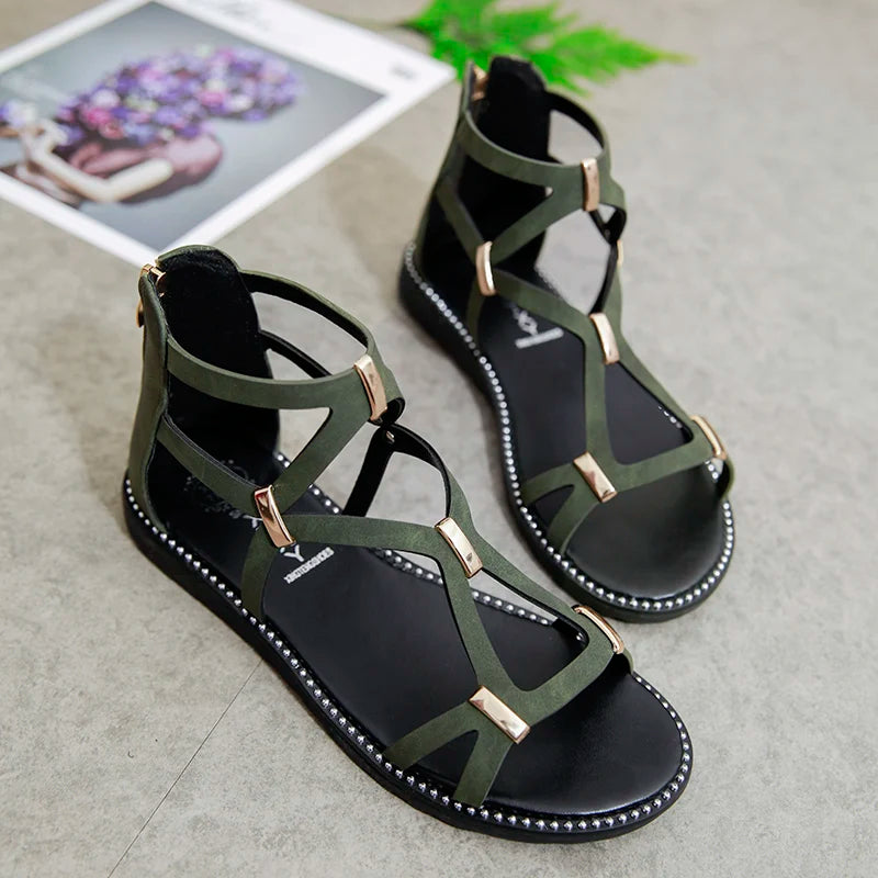 flat sandals women soft-soled comfortable and lightweight soft-soled sandals Women's slip-on shoes zapatos mujer