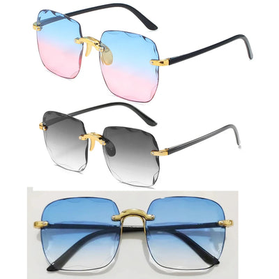 2023 New Rimless Women's Sunglasses Fashion Gradient Lenses Sun glasses Lady Vintage Alloy Legs Classic Designer Shades UV400