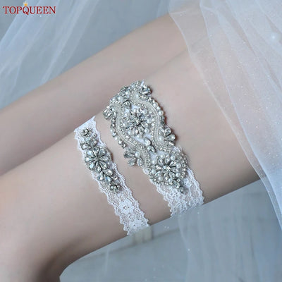 TOPQUEEN Wedding Bridal Garter Belt Bride Sexy liguero podwiazka slubna liga de novia jarretiere mariage bijoux para THS05 ST33