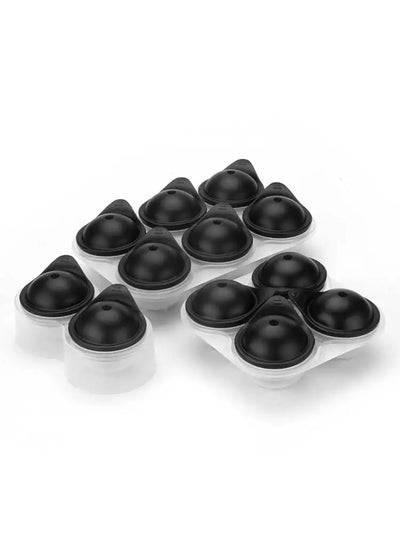 Ice Cube Trays Sphere Ice Ball Maker with Lid & Large Square Ice Cube Maker for Whiskey, Cocktails and Homemade, Black