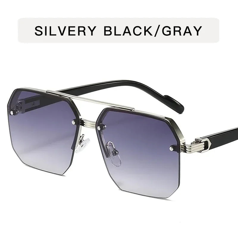 New Gradient Sunglasses for Men Fashion Metal Big Frame Sun Glasses Brand Design Luxury Lunette De Soleil Homme UV400 Eyewear