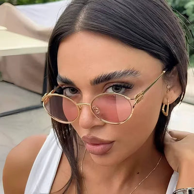 Fashion sunglasses brand designer metal women's prescription optical frame glasses UV protection men's sunglasses