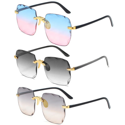 2023 New Rimless Women's Sunglasses Fashion Gradient Lenses Sun glasses Lady Vintage Alloy Legs Classic Designer Shades UV400