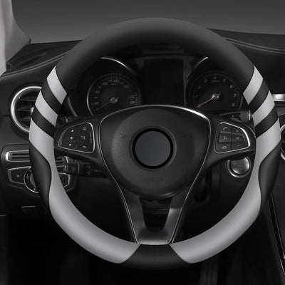 Car Steering Wheel Cover Universal  Durable Leather Cover with Anti-Slip Lining, for Steering Wheel with a Diameter of 14.5"-15"