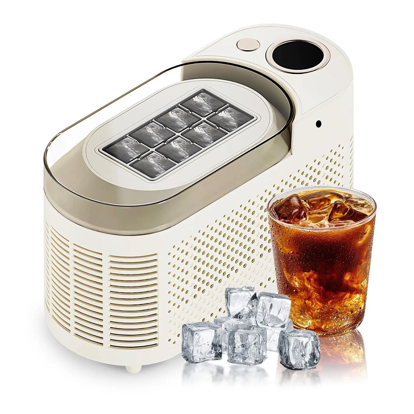 Portable Countertop Ice Maker Machine - 8 Cubes in 10 Mins, Compact Mini Ice Maker for Home/Camping/Car with DC 12V Adapter