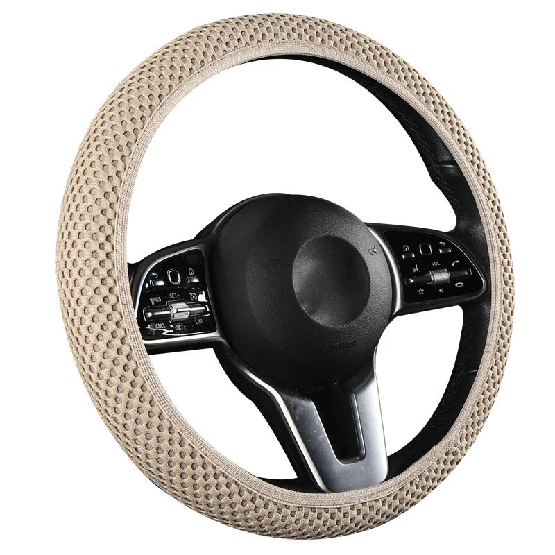 Car Steering Wheel Cover 3D Large Mesh Breathable With No Inner Ring Elastic Handle Cover For 37-38.5 CM Braid On Steering-Wheel