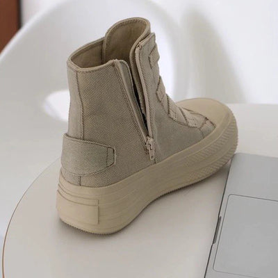 2025 Summer high Top sneakers for girls Design buckle strap platform Canvas skateboard Female sneakers tenis feminino adulto