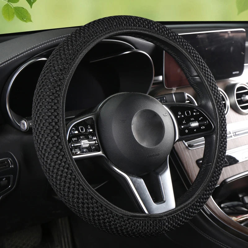 Car Steering Wheel Cover 3D Large Mesh Breathable With No Inner Ring Elastic Handle Cover For 37-38.5 CM Braid On Steering-Wheel