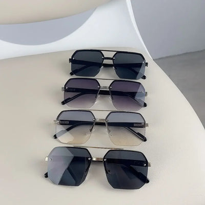 New Gradient Sunglasses for Men Fashion Metal Big Frame Sun Glasses Brand Design Luxury Lunette De Soleil Homme UV400 Eyewear